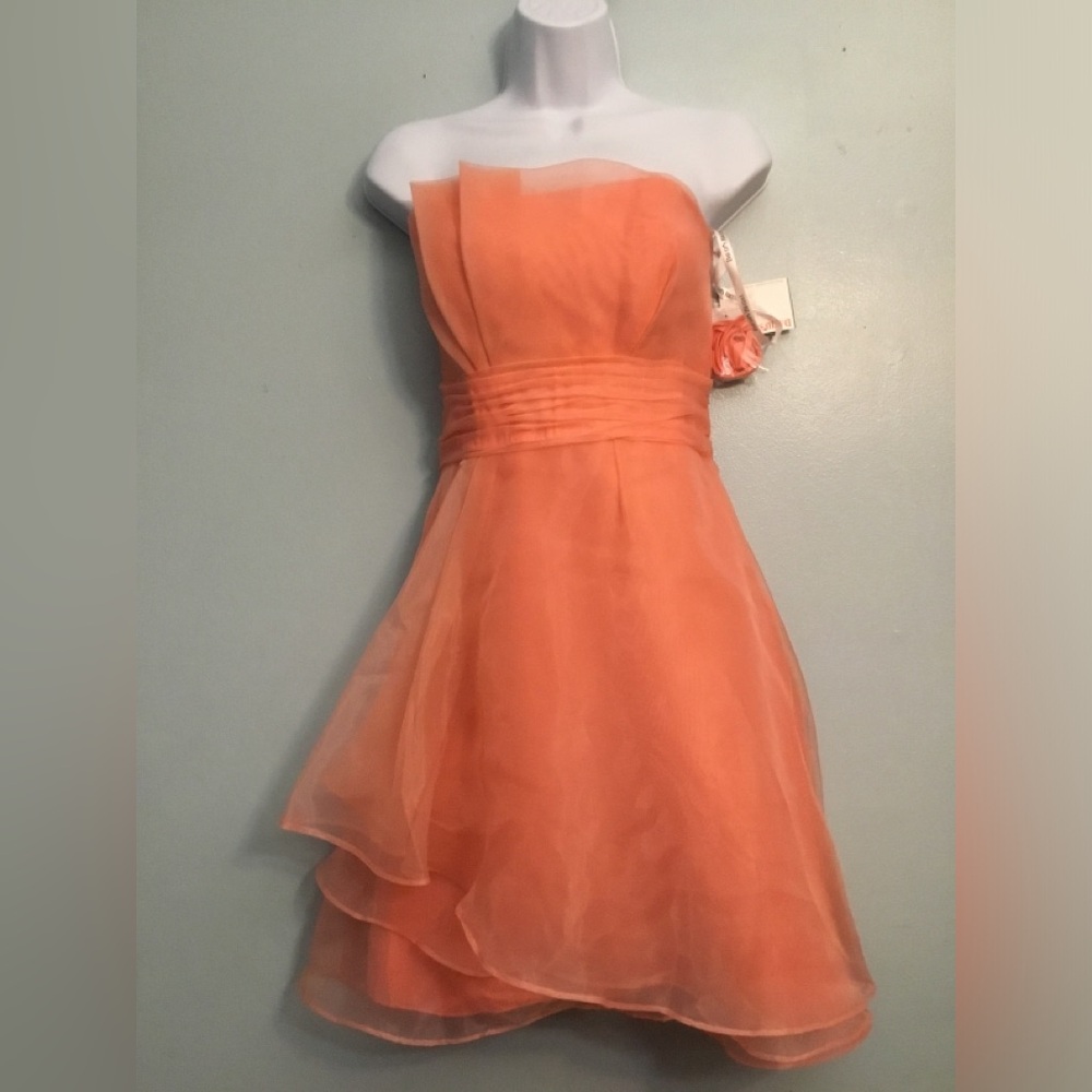 David's Bridal Vibrant Coral Dress
